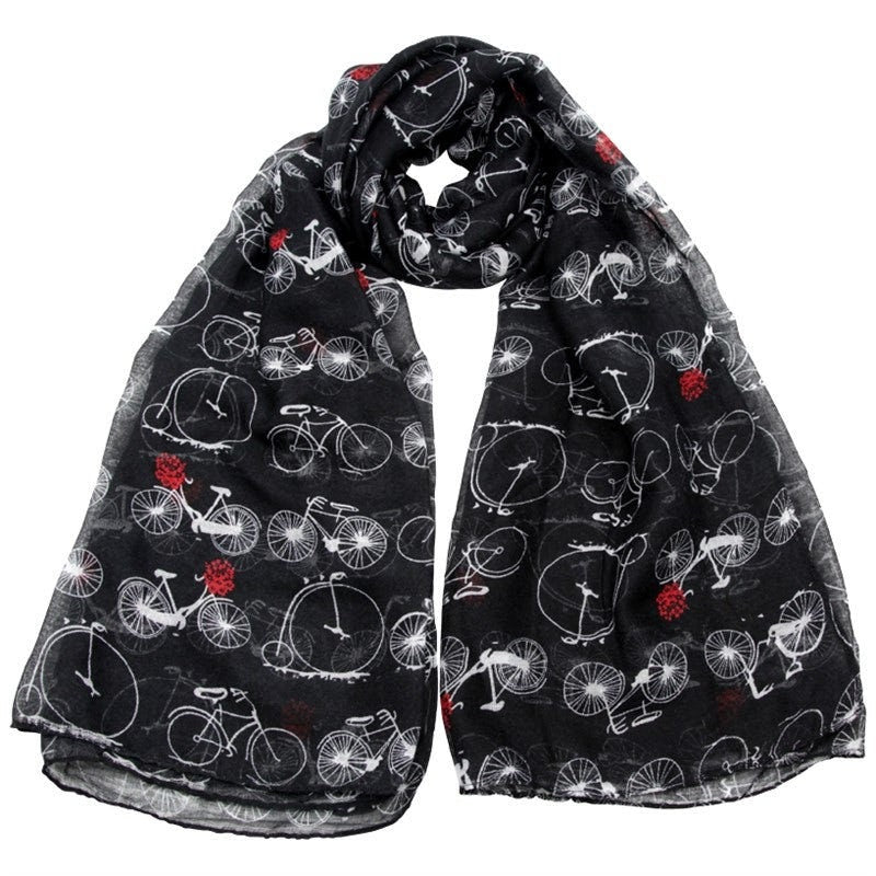 Bicycle Print Maxi Scarf Scarves High Quality Cotton Feel Super Soft Scarves Christmas Gifts For Women Mum Sister Friend  UK Seller