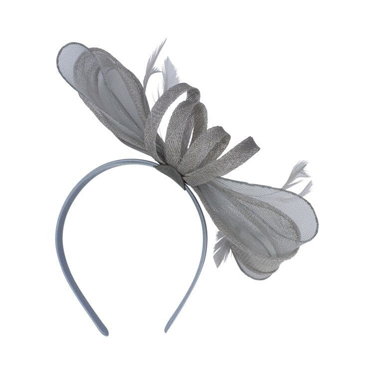 Navy Grey Beige  Fascinator Headband Wedding Ascot Sinamay Hat Hairband Small Fascinator Brooch Clip Mother Of The Bride Bridal UK Seller