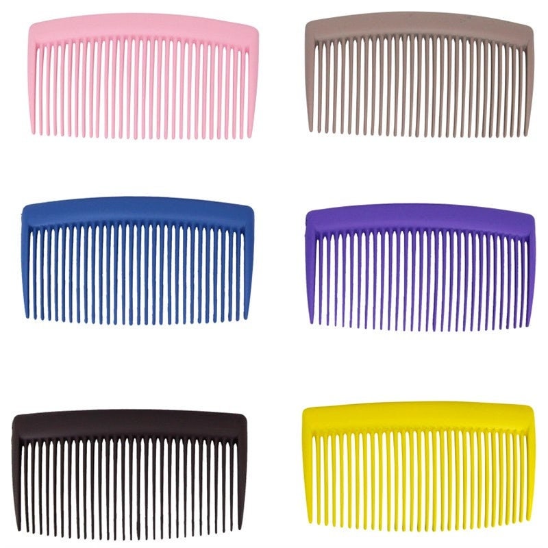 Hair Comb Slide 6 Pack Multi Colour  Clear Hair Slides Grips Clips Basic Accessories Women Girls UK Hair Accessory Components UK Seller