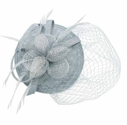 Grey White Pink Fascinator Wedding Ascot Hat Hair Small Fascinator Brooch Clip Mother Of The Bride Bridal UK Seller