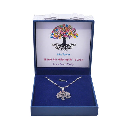 Personalised Teacher Gifts Tree Of Life Necklace Best Teacher Boxed Gift Set Teacher Assistant Apple Christmas Birthday Thank You