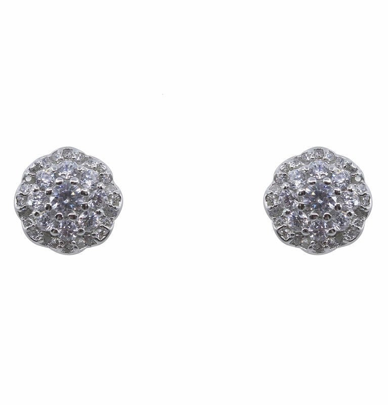 Cluster Stud Earrings Sterling Silver 925 Clear Cubic Zirconia Diamond Studs Gift Women Girls Bridal Wedding Gifts UK SincerelyForYou