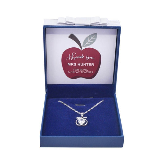 Personalised Gifts For Teachers Apple Necklace Pendant Best Teacher Boxed Gift Set UK Seller Apple Charm Christmas Birthday Thank You