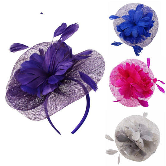 Purple Fuchsia Blue Grey  Fascinator Head Piece Wedding Ascot Hat Hair Small Fascinator Brooch Clip Mother Of The Bride Bridal UK Seller