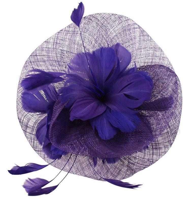 Purple Fuchsia Blue Grey  Fascinator Head Piece Wedding Ascot Hat Hair Small Fascinator Brooch Clip Mother Of The Bride Bridal UK Seller