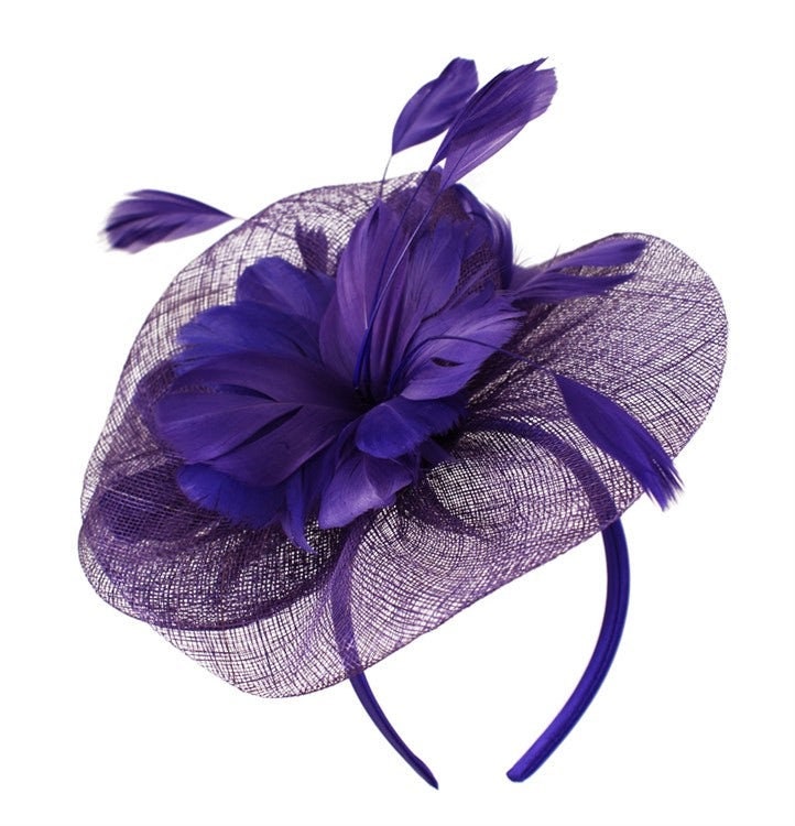 Purple Fuchsia Blue Grey  Fascinator Head Piece Wedding Ascot Hat Hair Small Fascinator Brooch Clip Mother Of The Bride Bridal UK Seller