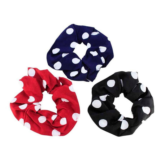 Assorted Spectator large Polka-dot Scrunchies 3 Pack  Hair Scrunchy Back to School Hair Accessories Hair Ties Bobbles UK Seller