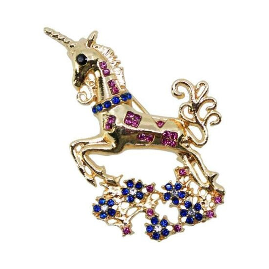 Gold Unicorn Brooch Pin Badge Genuine Crystal Gifts Women Mum Nan Grandma Christmas Mothers Day Birthday UK Seller