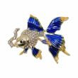 Fish Brooch Aquarium Gold Fish Gifts Enamel Genuine Crystal Vintage UK Seller Brooches Sea Life Pin Badges Bag Scarf Birthday Christmas