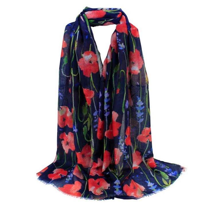 NEW DESIGN Poppy Scarf Shawl Large Wrap for Ladies Remembrance Day Gift Boxed Set British Poppies UK Seller 2022 Mum Nan Grandma Christmas