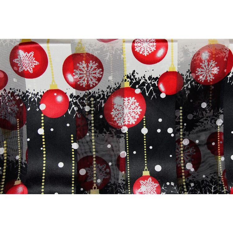 NEW! Red Black Christmas Scarf Baubles Print Satin Scarves Women Grandma Nan Mum Teacher Christmas Gifts UK Seller