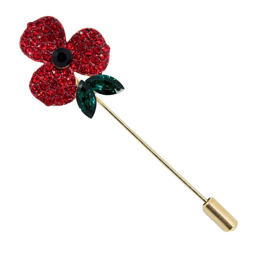 New Crystal Poppy Hat Scarf Pin Memorial Remembrance Day Gifts UK Seller 2022