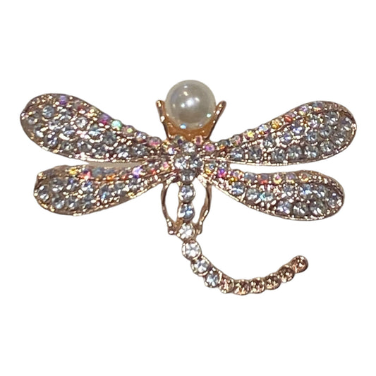 Rose Gold Dragonfly Brooch Genuine Crystal Pearl Pin Badge Gifts For Mum Nan Grandma Mothers Day Christmas Birthday UK Seller