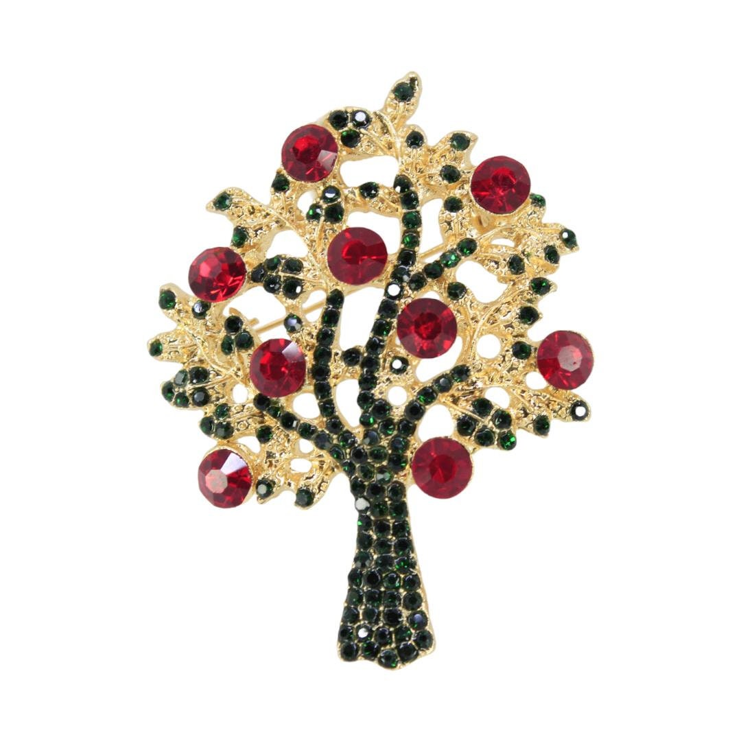 Tree Of Life Christmas Brooch 2022 UK Seller Christmas Tree Bauble Decorations Crystal Pin Badge Boxed Set XMAS Gifts for Ladies