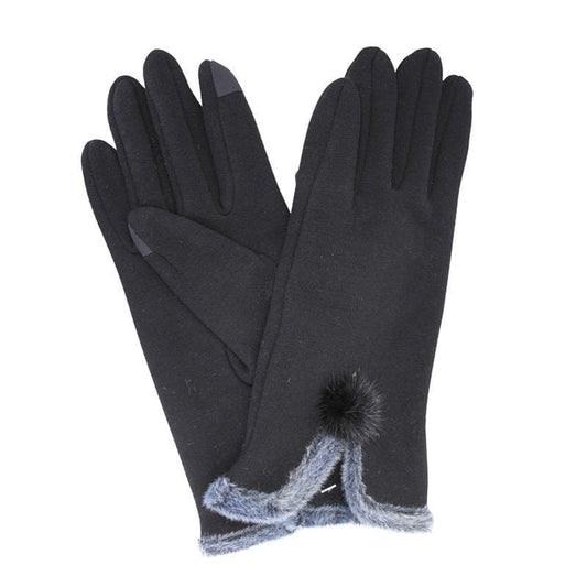 Pom Pom Fleece Lined Smart Phone Touch Screen Technology  Womens Gloves UK Seller Red Black Grey