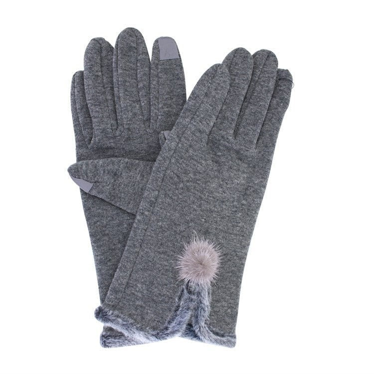 Pom Pom Fleece Lined Smart Phone Touch Screen Technology  Womens Gloves UK Seller Red Black Grey