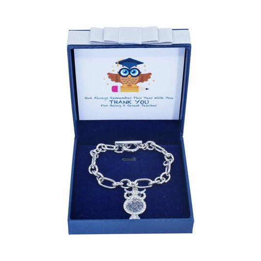 Teacher Gifts For Women Teacher Thank You Wise Owl Charm Bracelet Genuine Crystal End Of Year Graduation Lecturer Student Christmas Gifts
