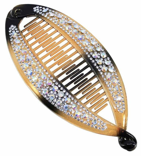 Banana Clips Diamante Clear AB Hair Accessories Gift for Women Girls Hair Clips UK Seller Brown Black White Pony Tail Holder