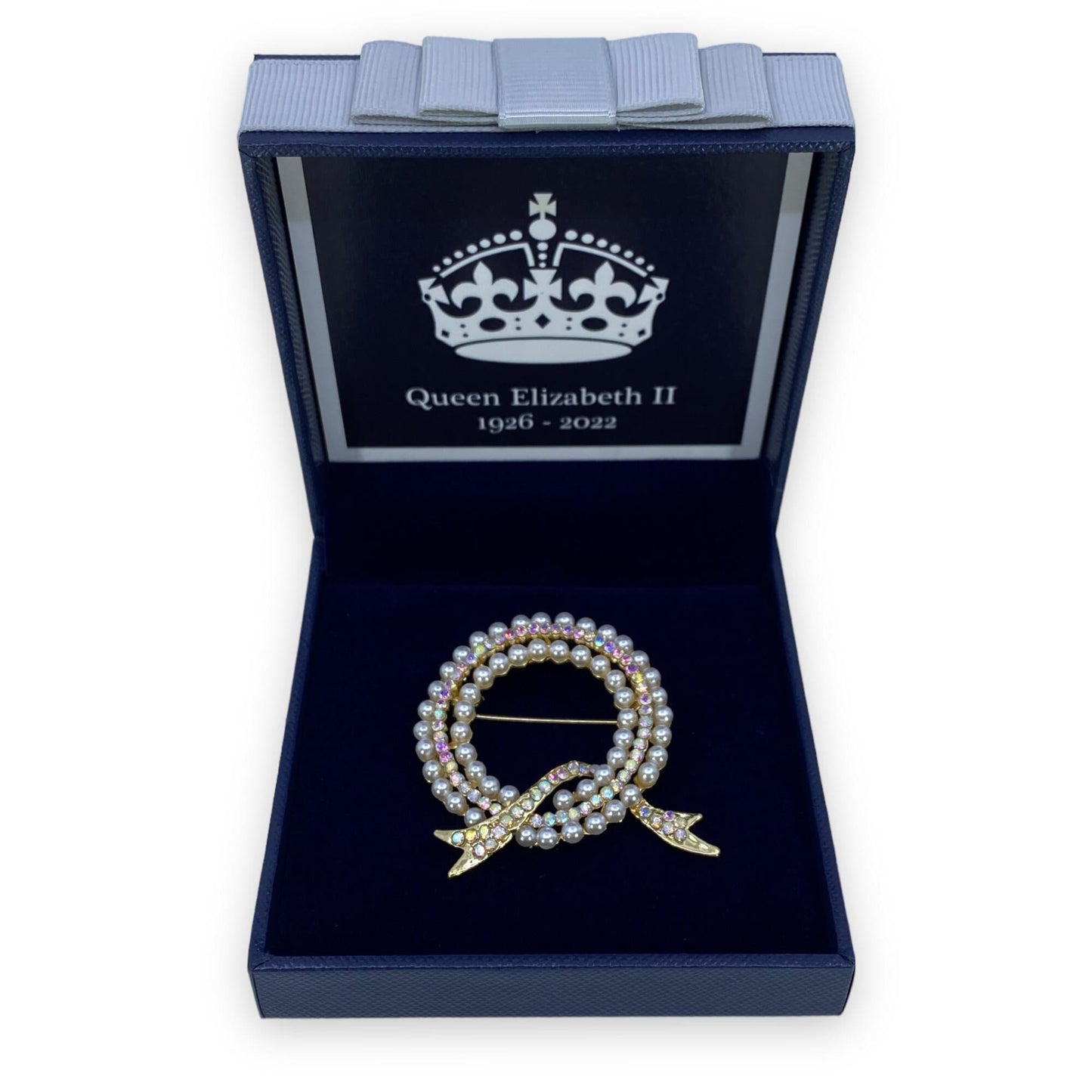 Queen Elizabeth II Memorial Brooch 2022 Crystal Wreath Platinum Jubilee Keepsake British Royal Souvenir Mum Nan Gran Christmas Gift Set UK