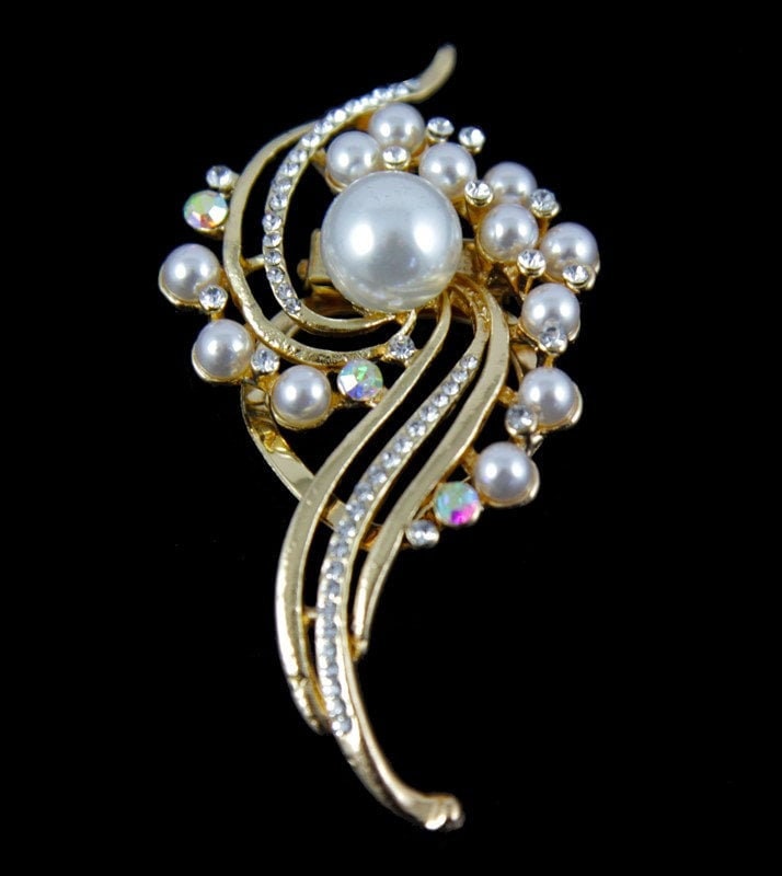 Scarf Clip Genuine Crystal Gold Silver Pearl Scarf Clips Women Nan Mum Gifts Christmas