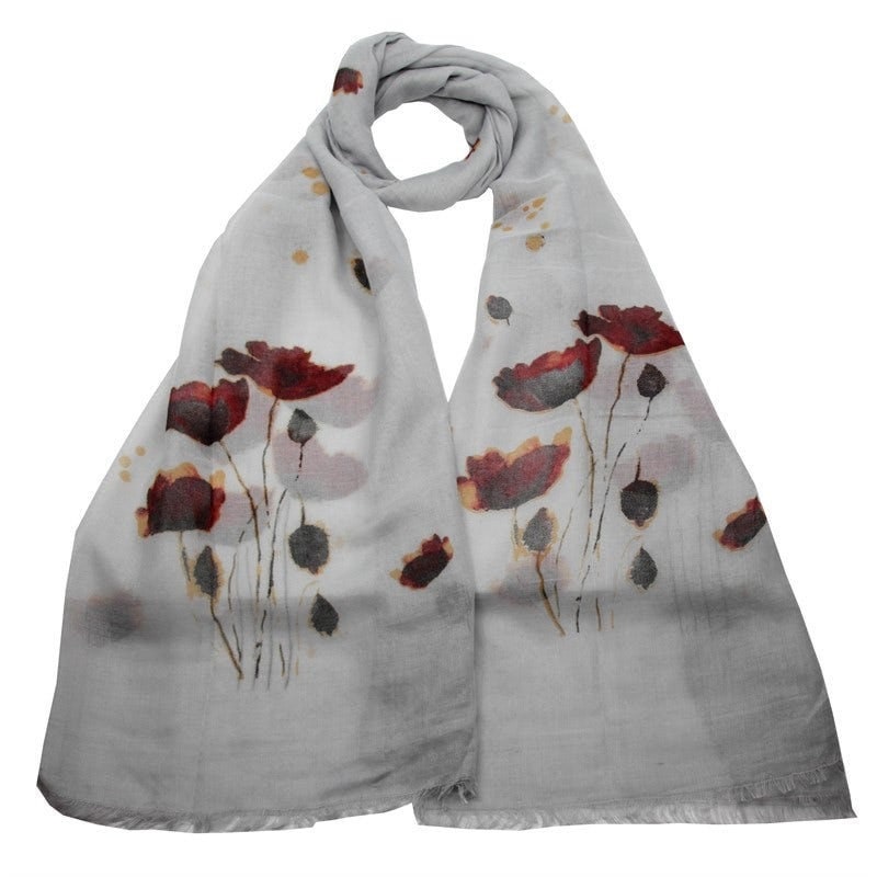 Poppy Print Maxi 2022 UK Scarf High Quality Cotton Feel Super Soft Winter Scarves Christmas Gifts For Women Mum Nan Sister Friend  UK Seller