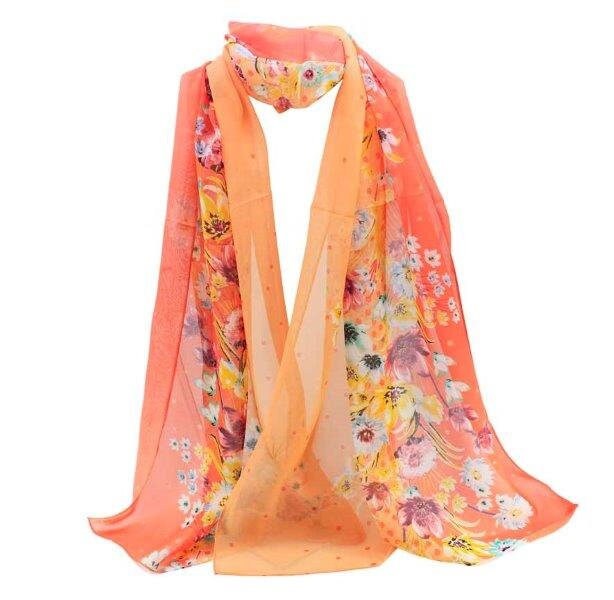 Floral & Polka Dot Two-tone Chiffon Scarf  Summer Mothers Day Birthday Gifts For Mum Nan Grandma UK Seller Scarves