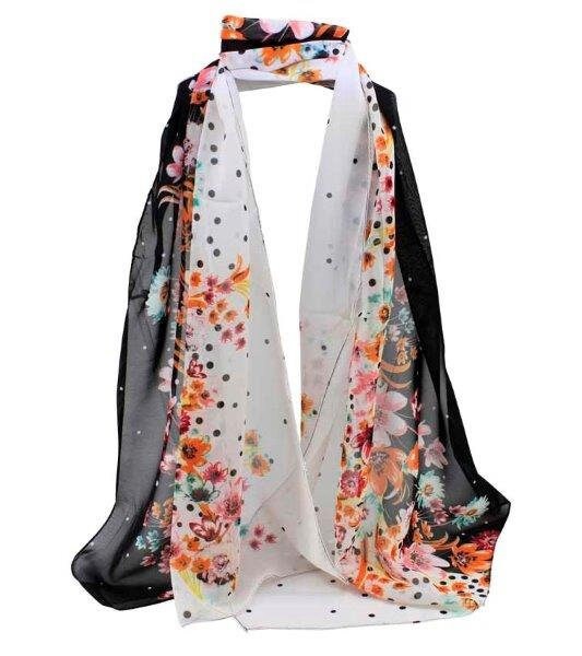 Floral & Polka Dot Two-tone Chiffon Scarf  Summer Mothers Day Birthday Gifts For Mum Nan Grandma UK Seller Scarves