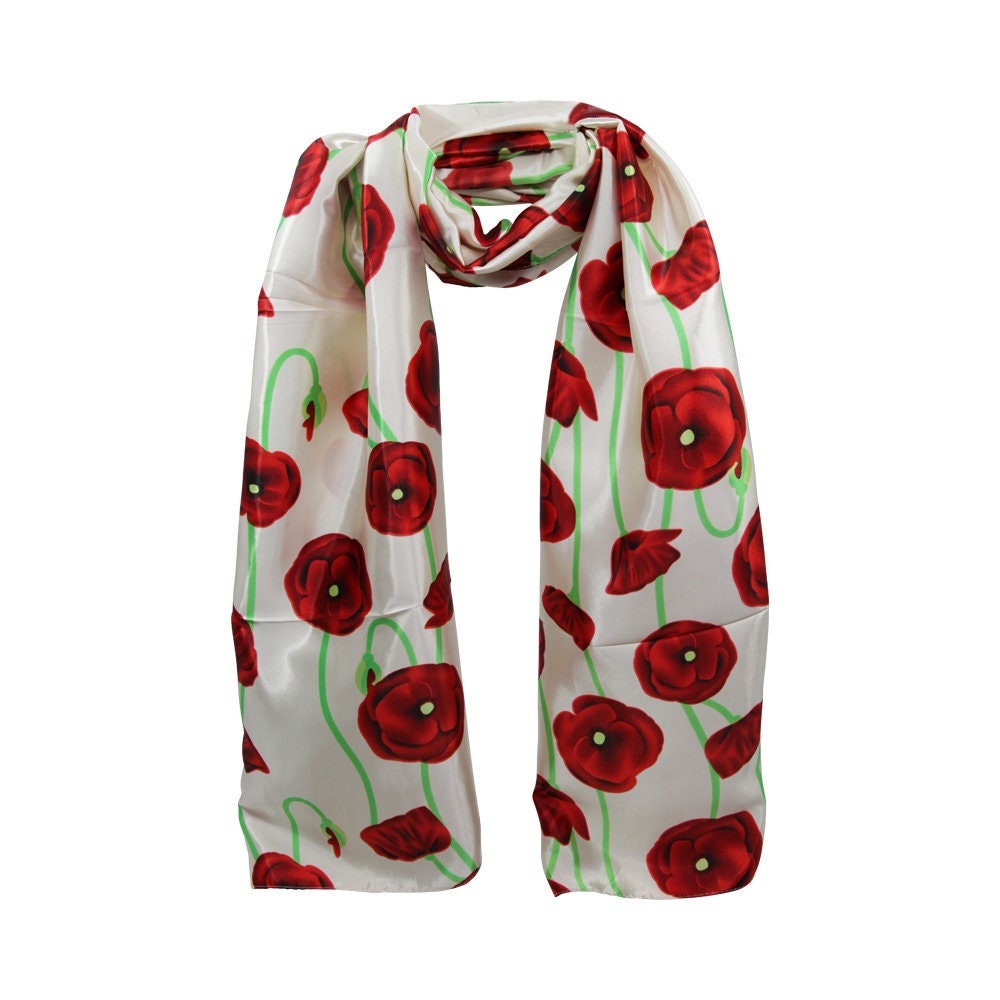 Poppy Scarf Scarves 2022 UK for Women Remembrance Day Gift Boxed Set British Poppies