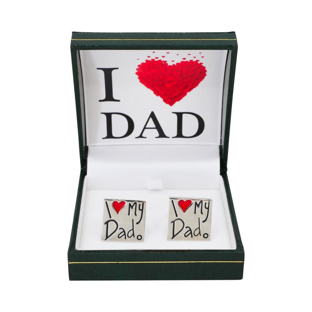 Engraved I Love My Dad Cufflinks Fathers Day Gifts Birthday Personalised Gifts For Dad Boxed Set Mens Accessories Silver