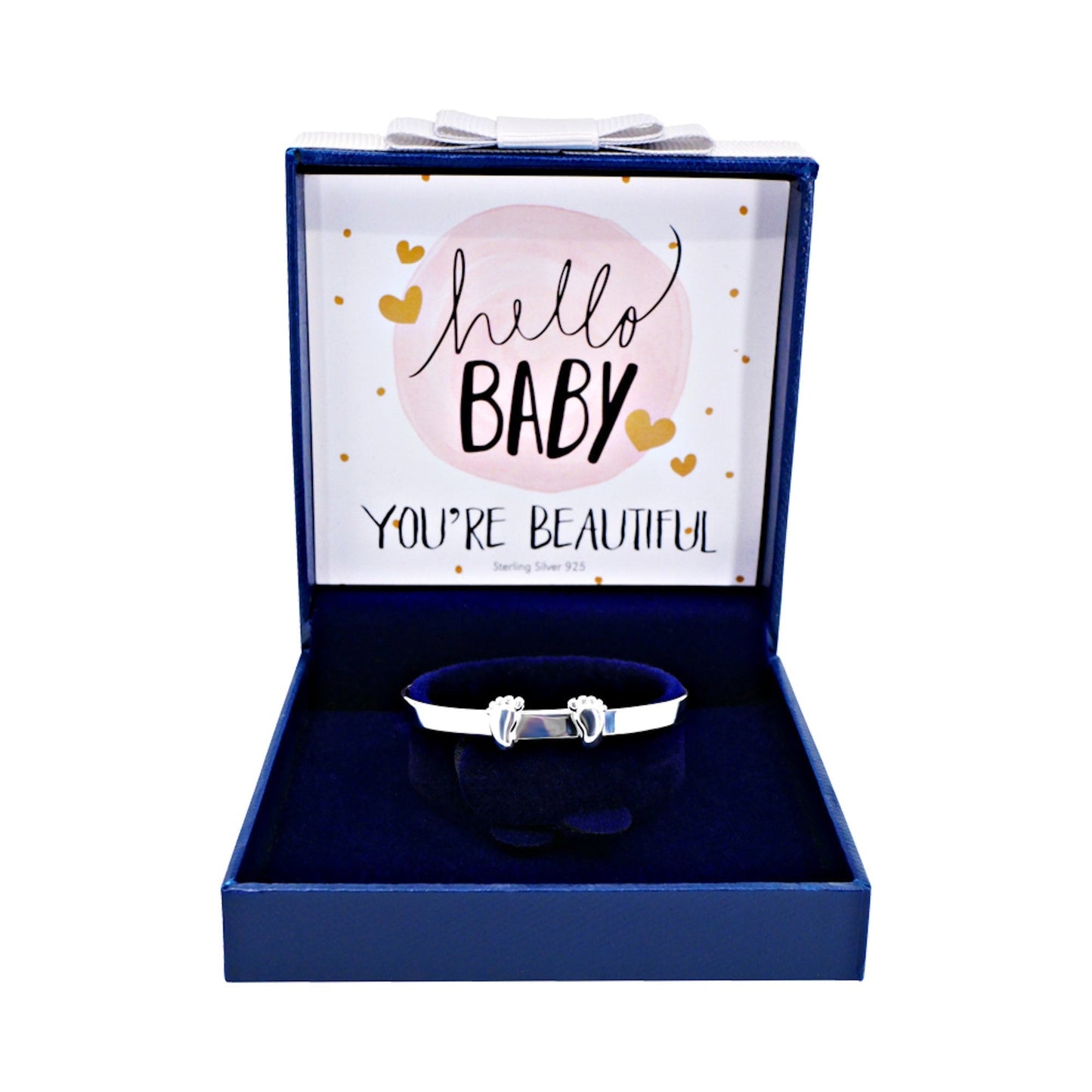 Baby Bangle Silver Babies Feet Adjustable Bracelet Christening Gift Keepsake Jewellery Christmas Newborn Birthday Boxed Set Personalised