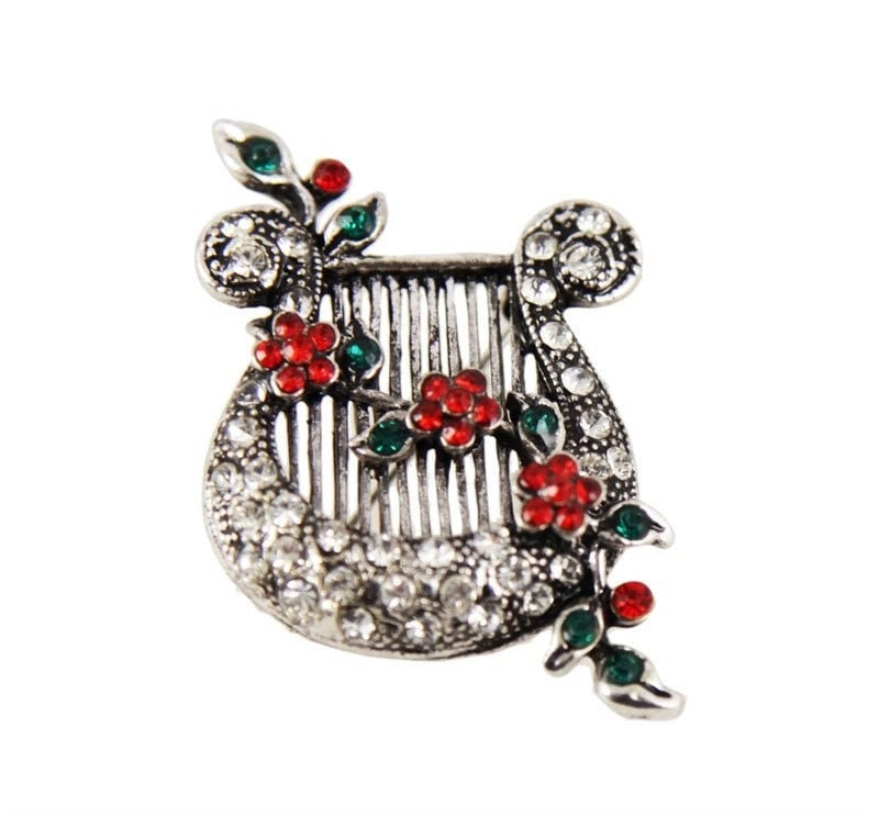 Christmas Harp Brooch 2021 UK Seller Christmas Decorations Crystal Pin Badge Boxed Set XMAS Personalised Gifts for Ladies