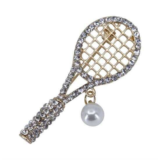 NEW!! Tennis Brooch Crystal Stones Tennis Bat Hand Made Brooches for Women Pin Badges Christmas Vintage Gifts UK Seller Sincerely For You