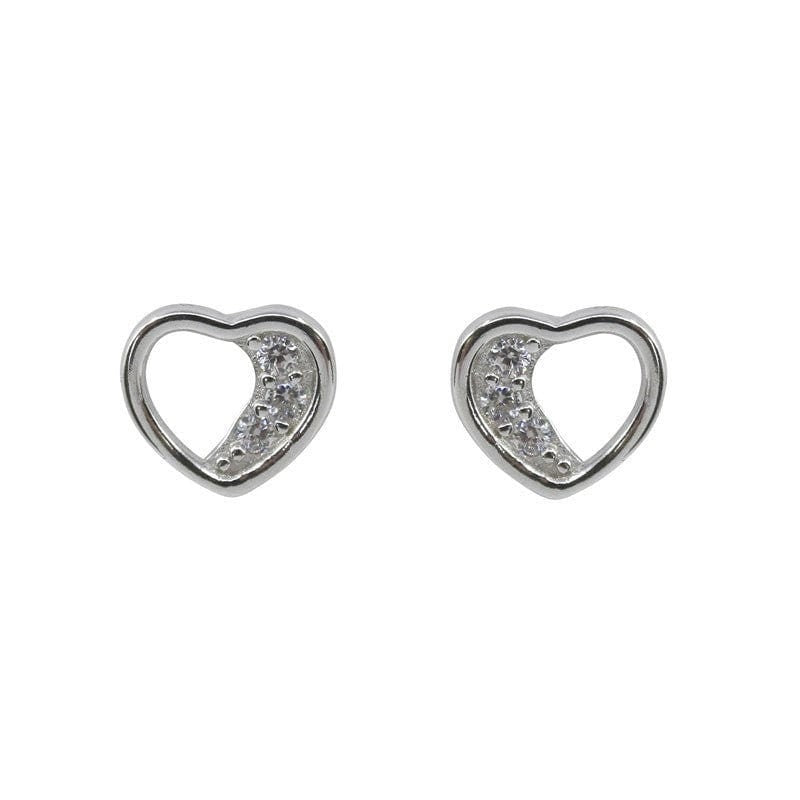 Heart Stud Earrings Cubic Zirconia  Sterling Silver 925 Gifts For Women Mum Sister Daughter Bridal Wedding Christmas Birthday UK Seller