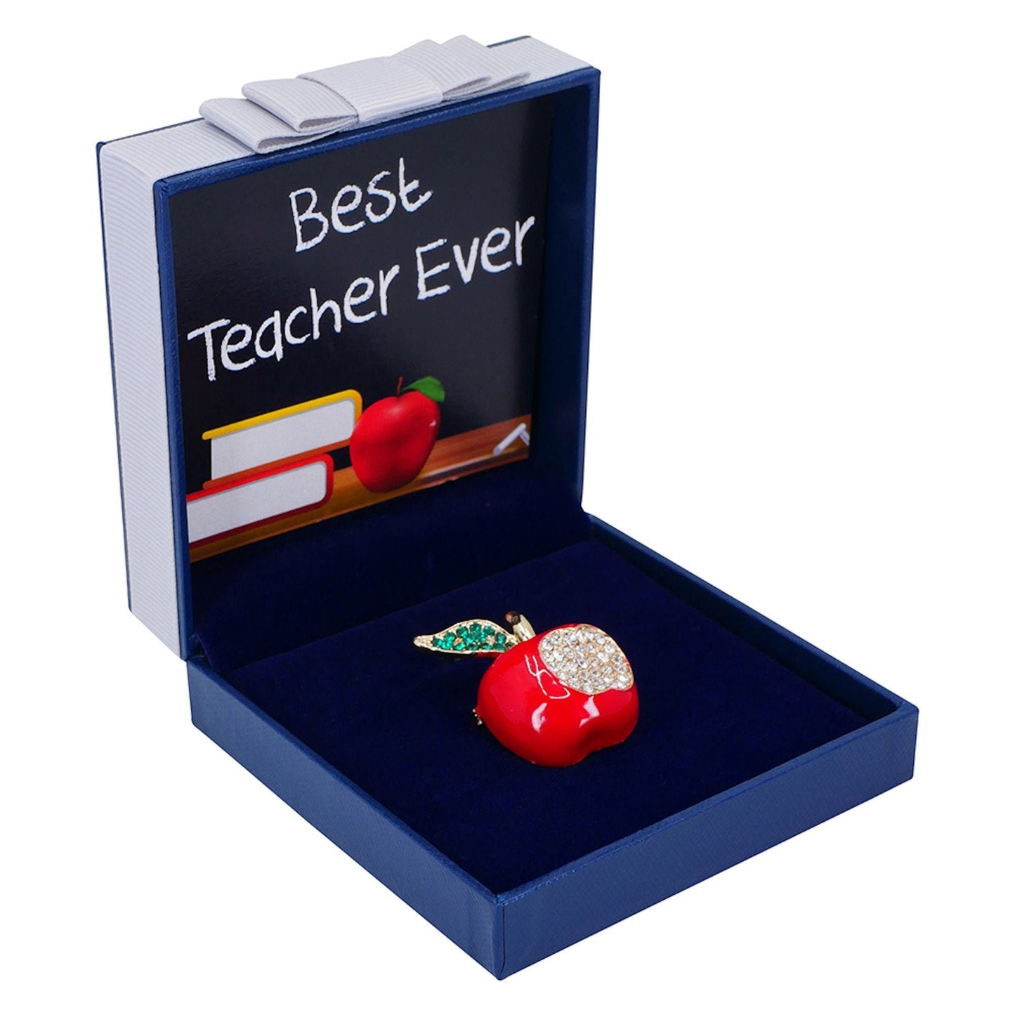 Teacher Thank You Gift for Her - Red Enamel Genuine Crystal Apple Brooch Best Teacher Ever Gift Teacher Appreciation Gift   Leaving School