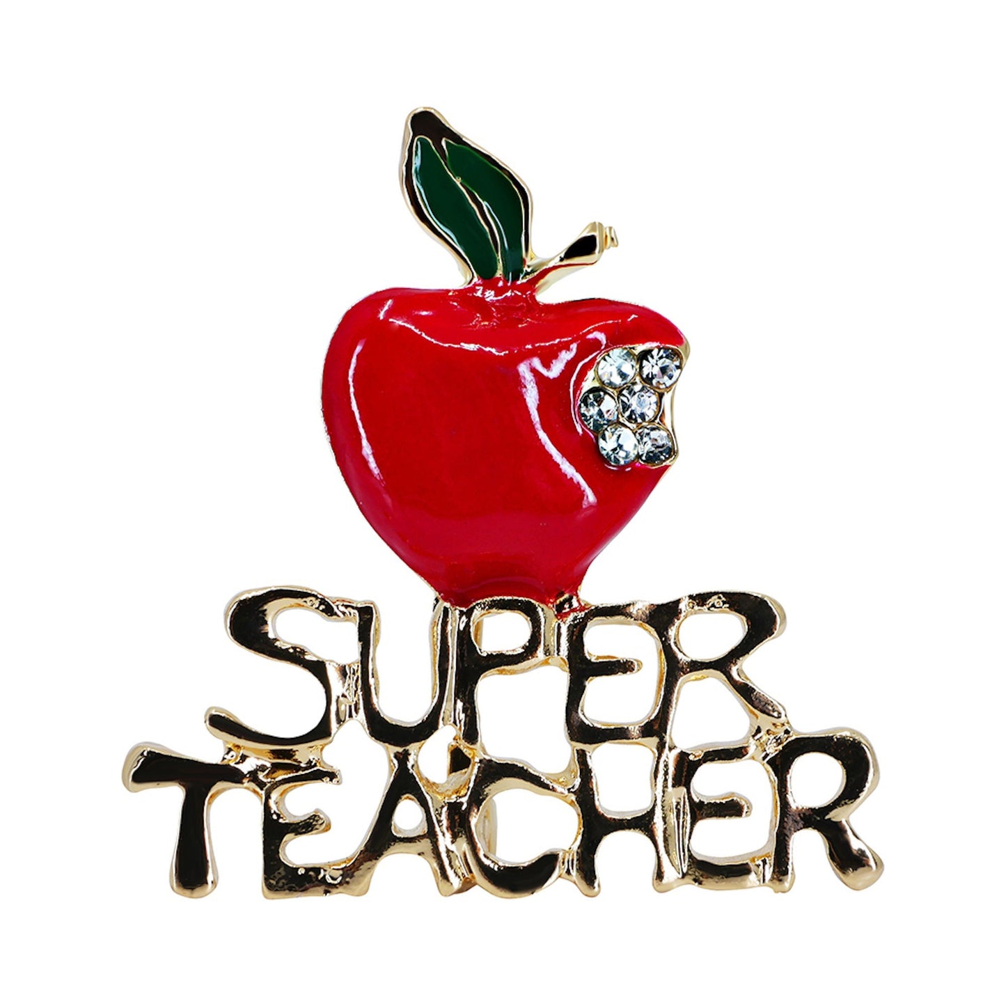 Teacher Thank You Gift for Her - Red Enamel Genuine Crystal Apple Brooch Best Teacher Ever Gift Teacher Appreciation Gift   Leaving School