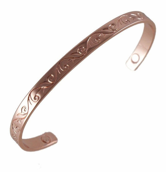 Silver Copper Gold Magnetic Bangle Flower Bracelet UK Arthritis Pain Relief Rheumatism Earth Magnets Health Management Women UK