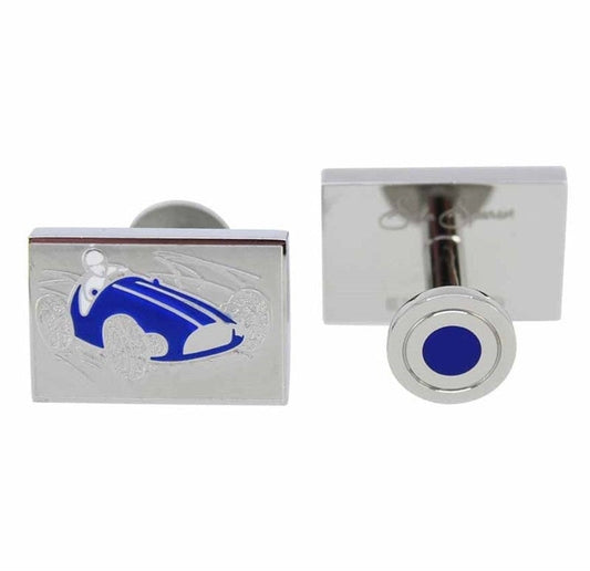 Racing Car Cufflinks Sonia Spencer Design Silver Royal Blue Enamel Gifts For Men Dad Brother Husband Christmas Gifts Birthday UK Seller