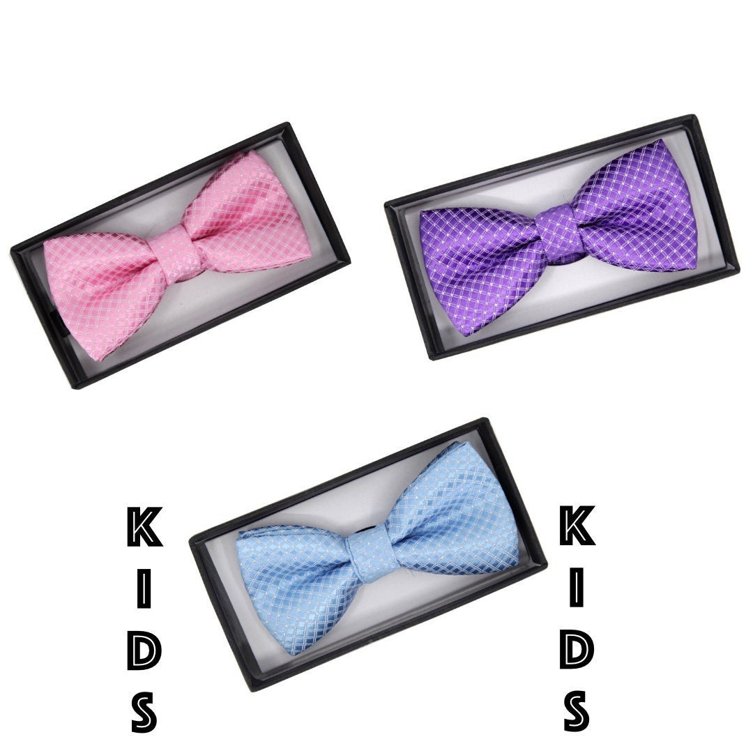 Kids Bow Tie For Boys Pre Tied Dicky Bow Adjustable Strap Christmas Formal Dinner Occassion Wedding Birthday Page Boy Pink Purple Blue