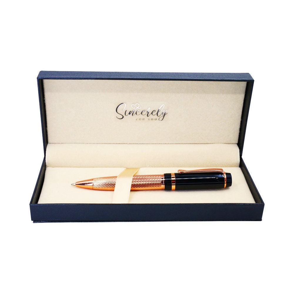 Black and Rose Gold Luxury Pen Gift Set Unisex Fathers Day Gifts Birthday Gifts for Mum Nan