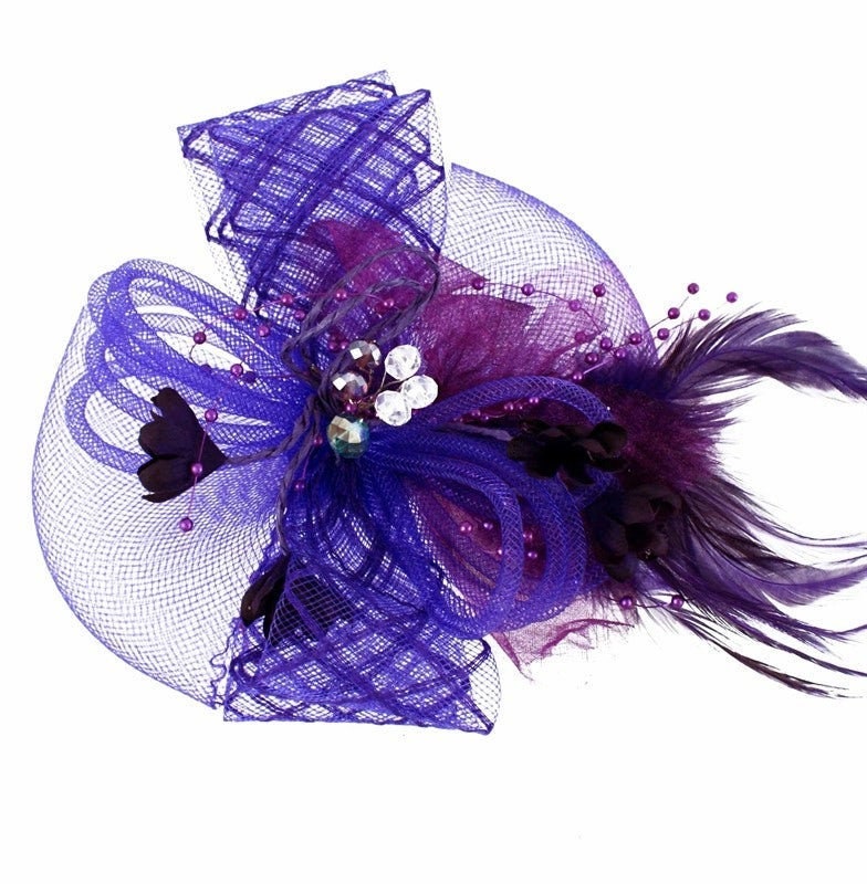 Navy Blue Black Ivory Purple Fascinator Clip Wedding Ascot Hat Brooch Pin Fascinator Brooch Mother Of The Bride Bridesmaid Bridal UK Seller