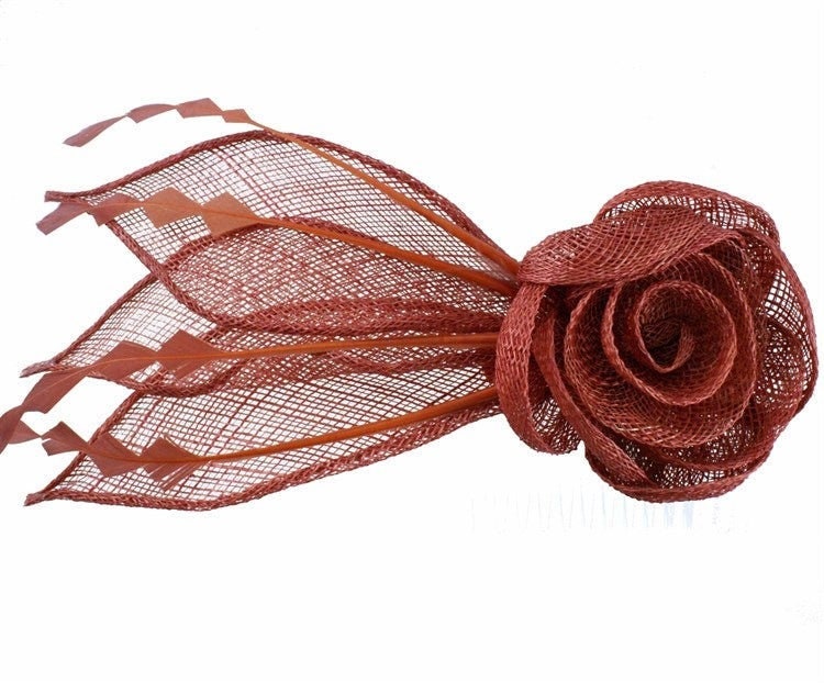 Brown Burgundy Caramel Fascinators Wedding Ascot Sinamay Hat Hairband  Small Fascinator Headband  Clip Mother Of The Bride Bridal UK Seller