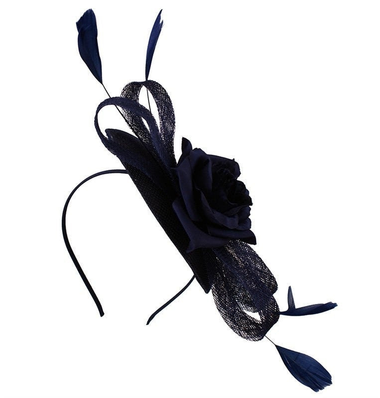 Navy Black Coral Beige Fascinator Headband Clip Wedding Ascot Hat Hair Small Fascinator Brooch Clip Mother Of The Bride Bridal UK Seller