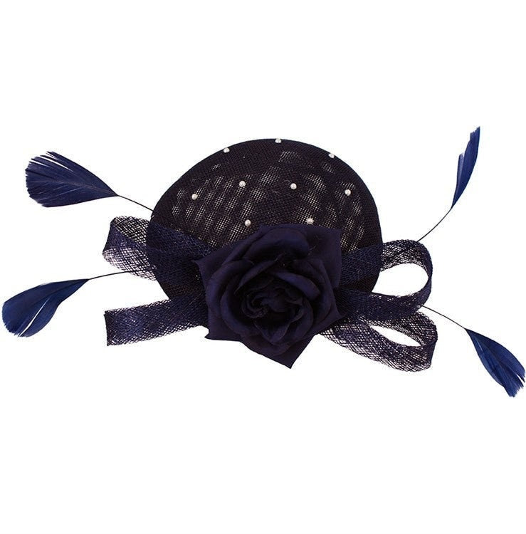 Navy Black Coral Beige Fascinator Headband Clip Wedding Ascot Hat Hair Small Fascinator Brooch Clip Mother Of The Bride Bridal UK Seller