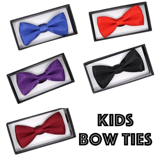 Kids Bow Tie For Boys Pre Tied Dicky Bow Adjustable Strap Christmas Formal Dinner Occassion Wedding Page Boy Red Blue Black Purple Burgundy