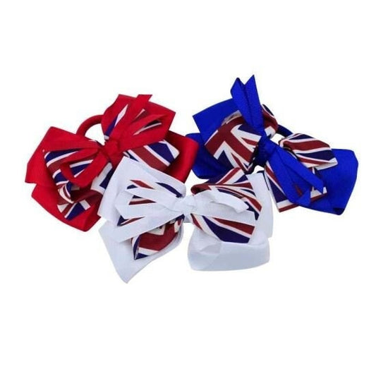 Union Jack Hair Bobble UK Accessories Queen Elizabeth ii King Charles Coronation Hair Ties Bows Ribbons Girls Decorations Red Blue White