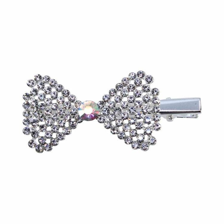 Genuine Crystal Silver Gold Hair Bow Concord Clip Grip Hair Slides Bridal Hair Accessories Girls Women Wedding Bride Bridesmaid UK Seller