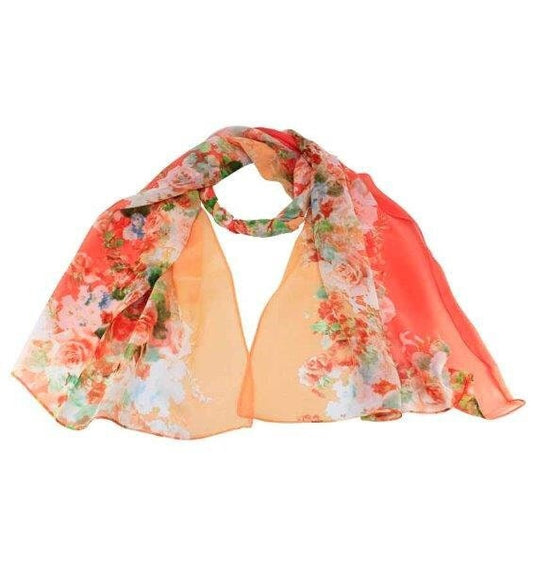 Floral Two tone Chiffon Scarves Mothers Day Christmas Birthday Gifts For Mum Nan Grandma UK Seller Neck Scarf