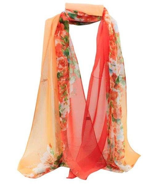 Floral Two tone Chiffon Scarves Mothers Day Christmas Birthday Gifts For Mum Nan Grandma UK Seller Neck Scarf