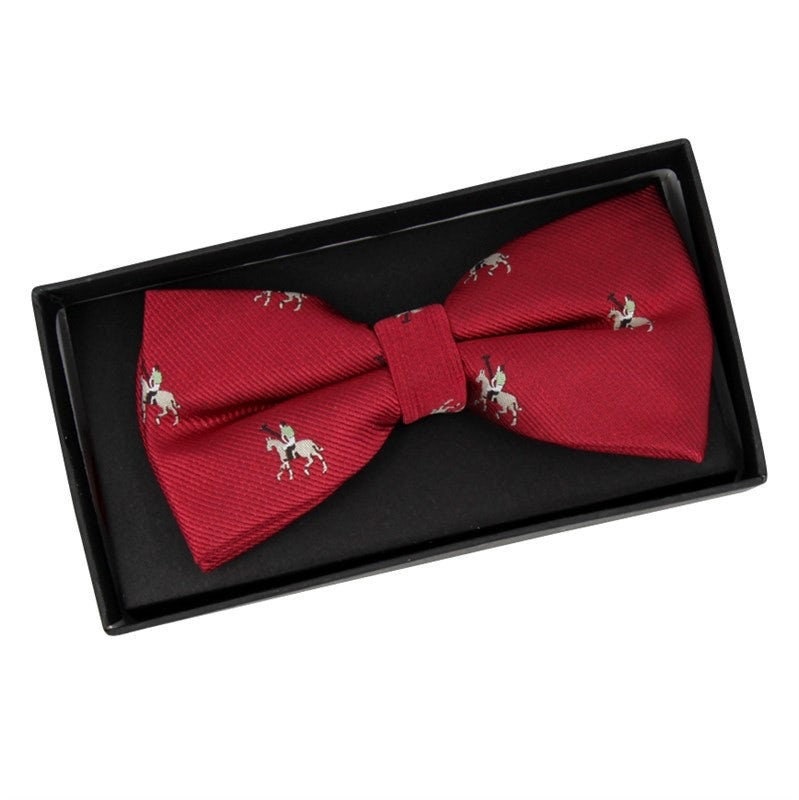 Red  Green Horse Polo Themed Bow Tie For Men Pre Tied Dicky Bow Christmas Occassion Wedding Birthday Gifts For Men UK Seller