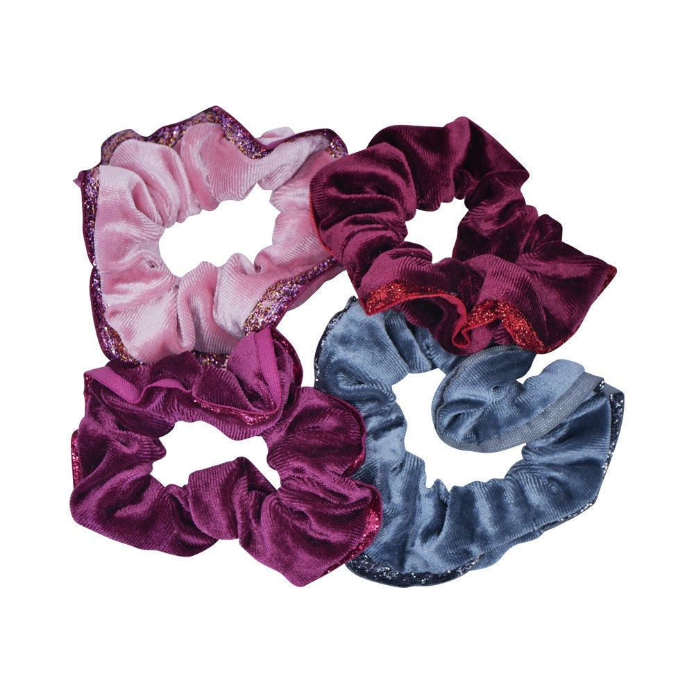 2 Pack Velvet Glitter  Hair Scrunchies Back To School Hair Ties Plain Scrunchies Bobbles Hair Accessories Women UK Seller